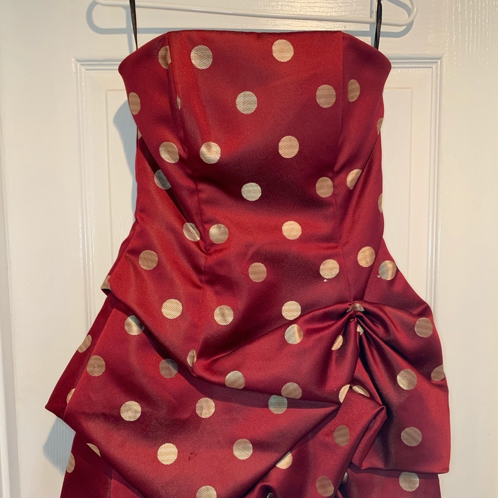 Red & Gold polka dot party dress